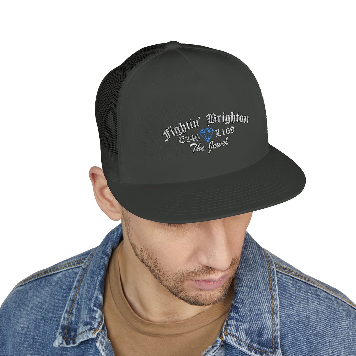 Embroidered 5 Panel Trucker Cap - 'Fightin' Brighton The Jewel'