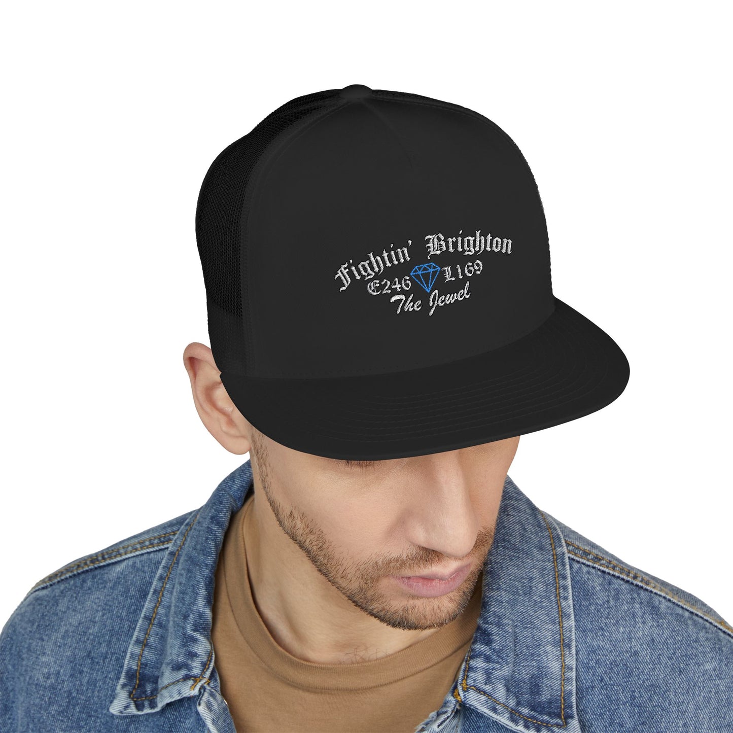 Embroidered 5 Panel Trucker Cap - 'Fightin' Brighton The Jewel'
