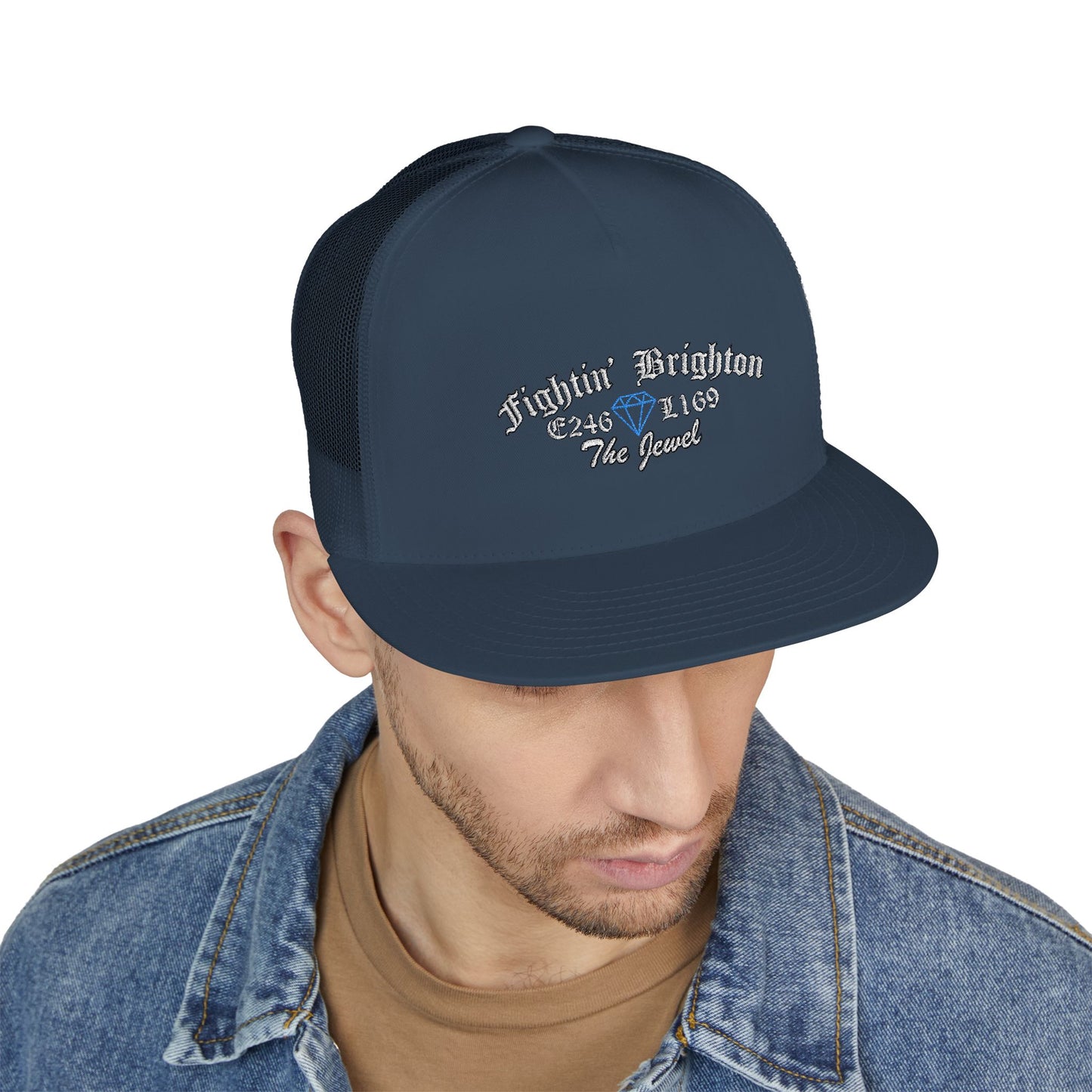 Embroidered 5 Panel Trucker Cap - 'Fightin' Brighton The Jewel'