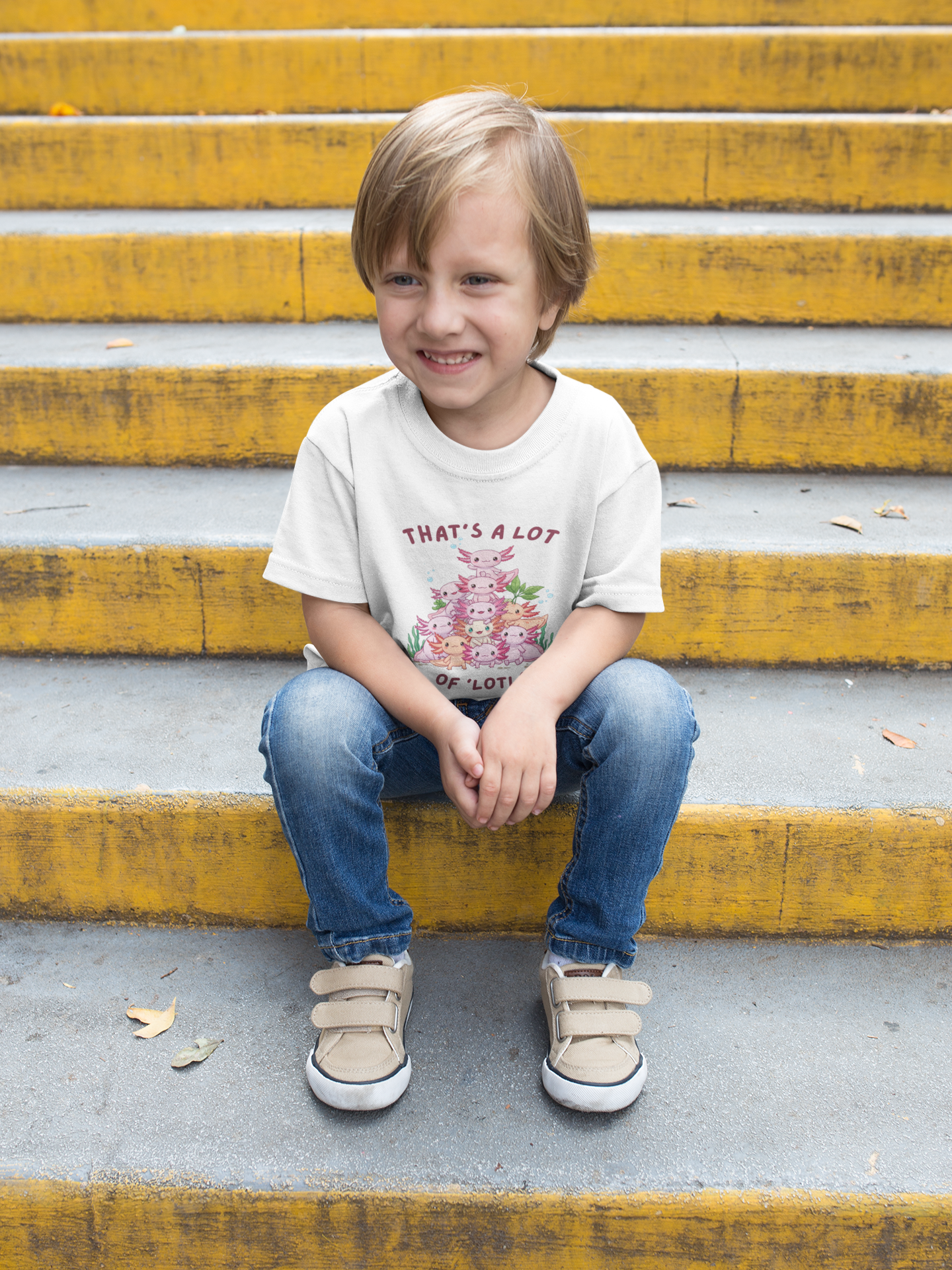 Axolotl Cartoon Youth Tee - 'That's a Lot of 'Lotls' Funny Shirt